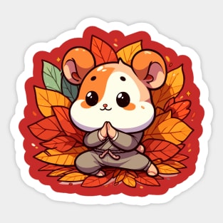 Kawaii fall hamster yoga Sticker